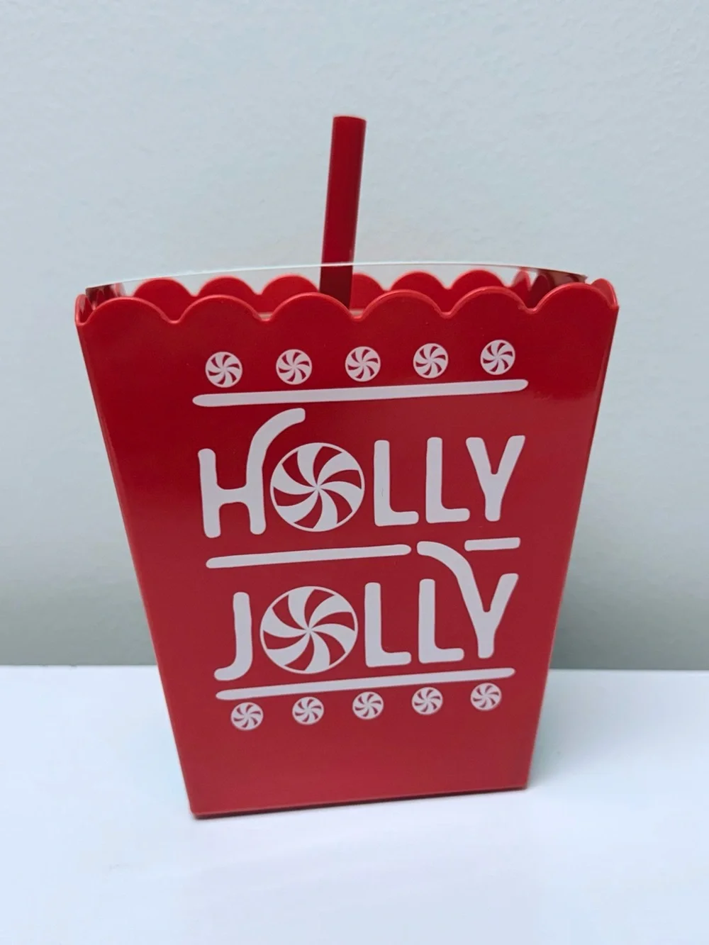 3 for $15 SALE! New! Holly Jolly Red Holiday Popcorn Box & Tumbler Set